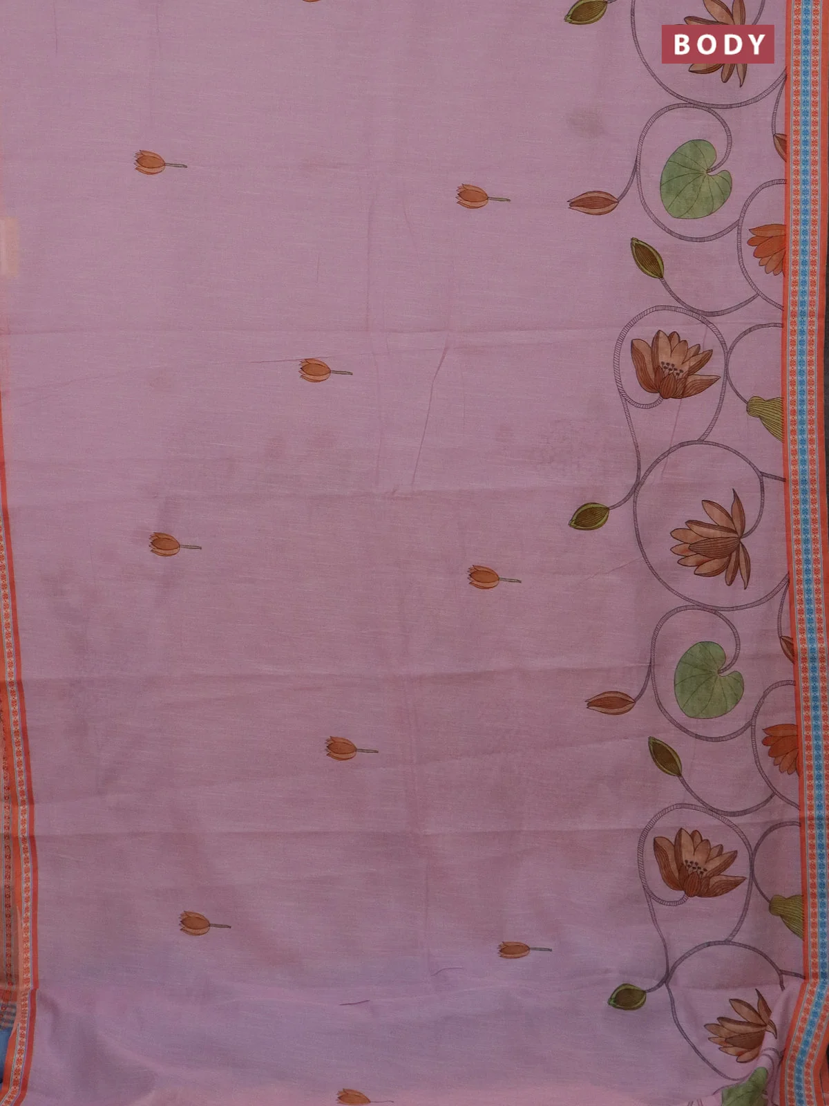Mangalgiri Cotton Saree - Peach Pink and Orange